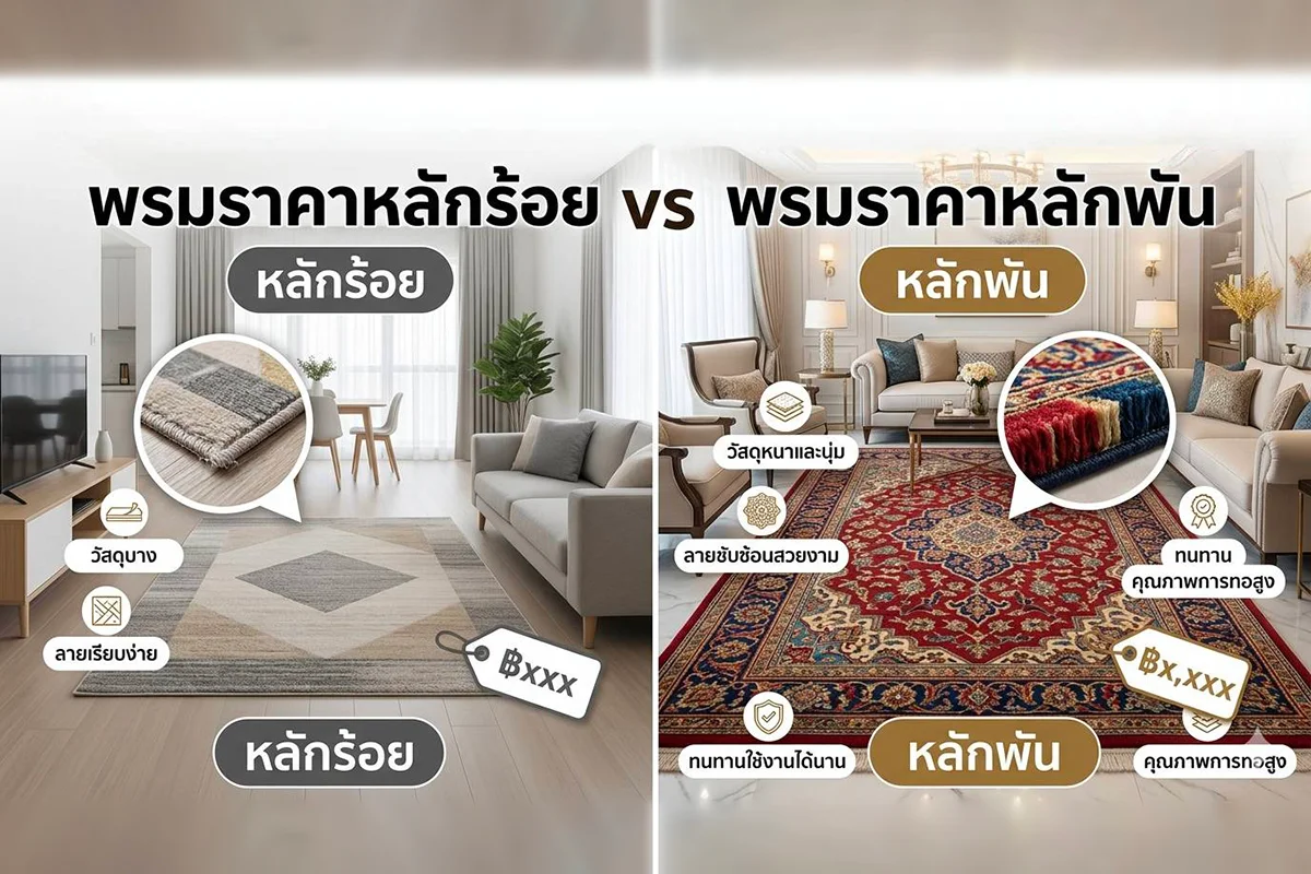 พรมราคาหลักร้อย vs หลักพัน ต่างกันยังไง?